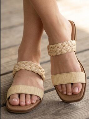 Esprit Tan and Cream Sandals with Woven Straps